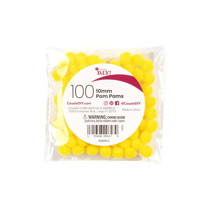 Yellow Craft Poms | Yellow Pom-Poms - 10mm - 100 Pieces/Pkg. (nm40000812)