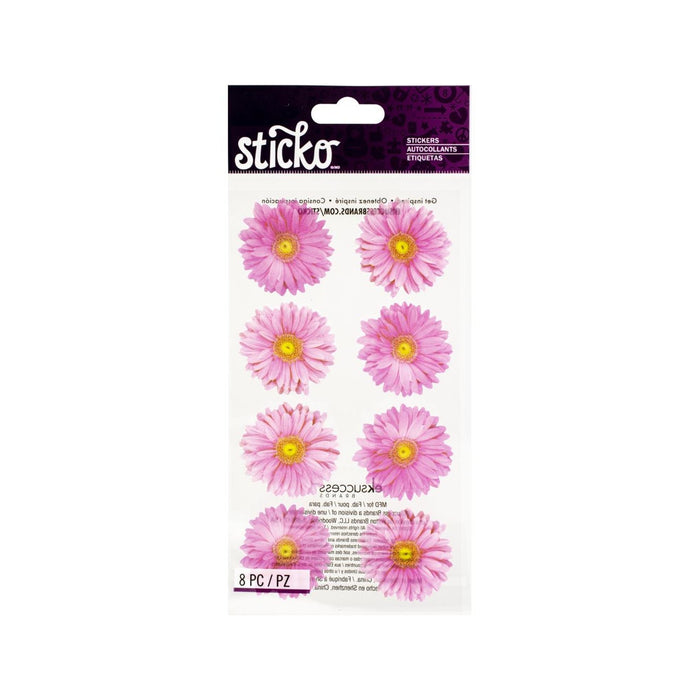 Pink Daisy Stickers, Pink Daisy Labels