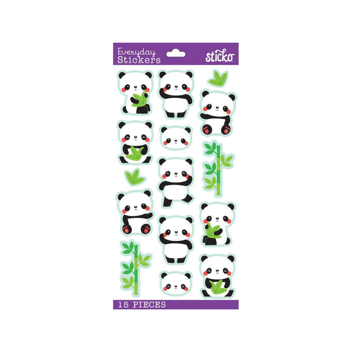 Panda Stickers | Adhesive Pandas | Panda Labels | Rolly Polly Panda Stickers - 15 Pieces/Pkg. (nm5238112)