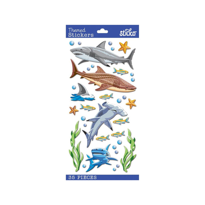 Shark Stickers | Shark Labels | Shark Embellishments | Sharks Stickers - 35 Pieces/Pkg. (nm5238225)