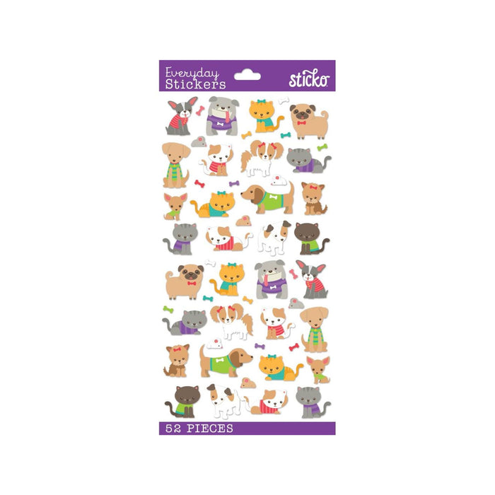 Dog Stickers | Cat Stickers | Adhesive Dogs | Adhesive Cats | Tiny Dogs And Cats Stickers - 52 Pieces/Pkg. (nm5238270)