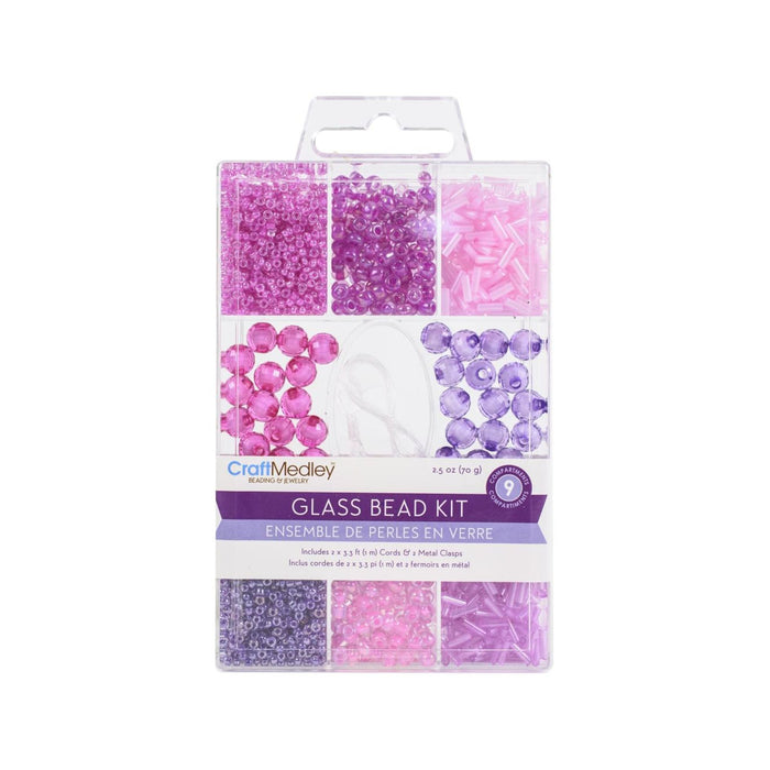 Pink Purple Glass Bead Kit | Pink Purple Glass Bead Kit - Blush - 90g (nmbd720c)