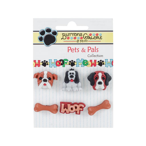 Dog Buttons | Dog Fasteners | It's A Dogs Life Buttons - Shank - .75in. - 6 Pieces/Pkg. (nmbg3dbpp101)