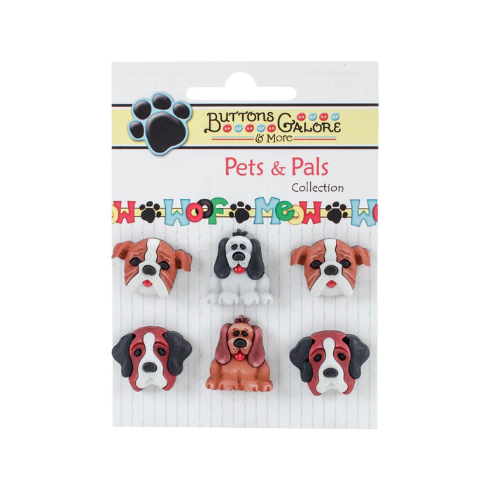 Dog Buttons | Dog Fasteners | Pets & Pals Buttons - Dog Days - Multicolor - Shank - .75in. - 6 Pieces/Pkg. (nmbg3dbpp102)