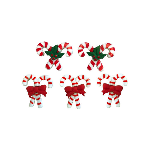 Candy Cane Buttons, Peppermint Pairs Buttons - 1in. x .75in. - 5 Pieces/Pkg.  (nmbgtb4827)