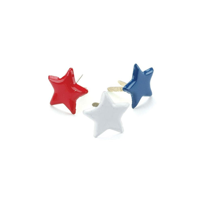 Patriotic Paper Fasteners | Patriotic Star Brads | Red, White and Blue Stars Metal Paper Fasteners - Painted - 14mm - 50 Pcs (nmci90295)