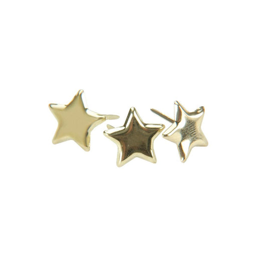 Gold Star Fasteners | Gold Star Brads | Metal Paper Fasteners - Gold Stars - 50 Pieces/Pkg. (nmci91002)