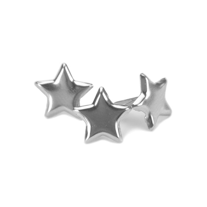 Silver Star Brads | Silver Star Fasteners | Metal Paper Fasteners - Silver Stars - 50 Pieces/Pkg. (nmci92002)