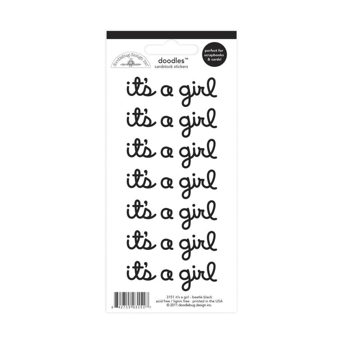 Its A Girl Card Stickers | Its A Girl Labels | It's A Girl Cardstock Stickers - Beetle Black - 7 Phrases - All The Same (nmdcstx3151)