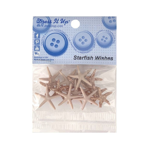 Starfish Embellishments, Starfish Buttons, Starfish Wishes Buttons - Shank Back - Two Styles - 14 Assorted Pieces/Pkg. (nmdiubtn9365)