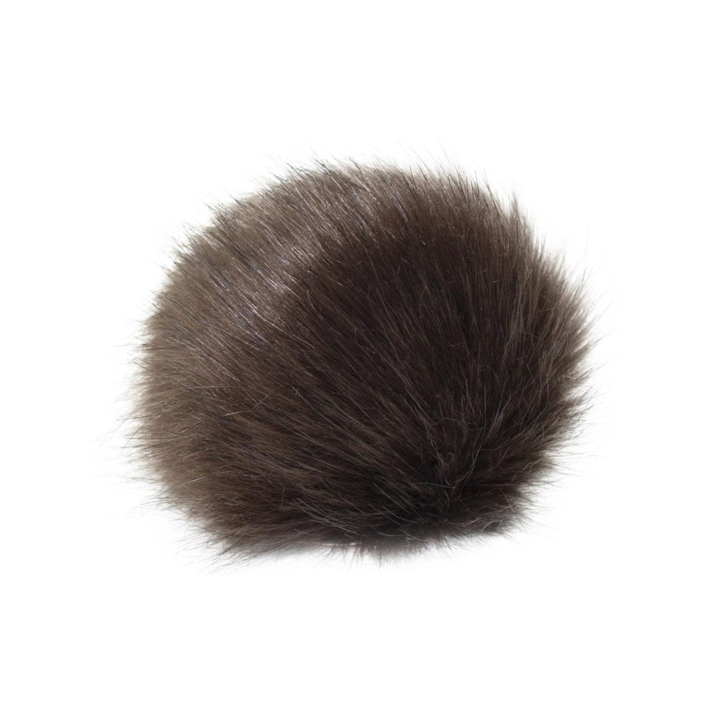 Dark Brown Faux Fur Pom Pom