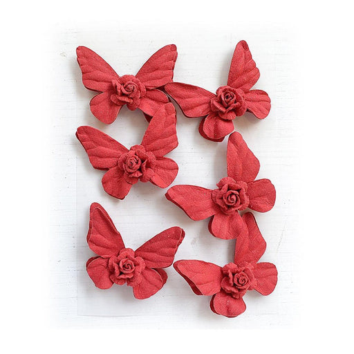 Red Paper Flower | Red Paper Butterfly | Love and Roses Flutura Paper Flower Butterflies - Red - 6 Pieces/Pkg. (nmflutura83157)