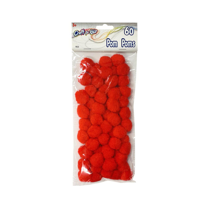 Christmas Poms Poms | Red Pom Poms - 25mm - 60 Pieces/Pkg. (nmhtpom126)