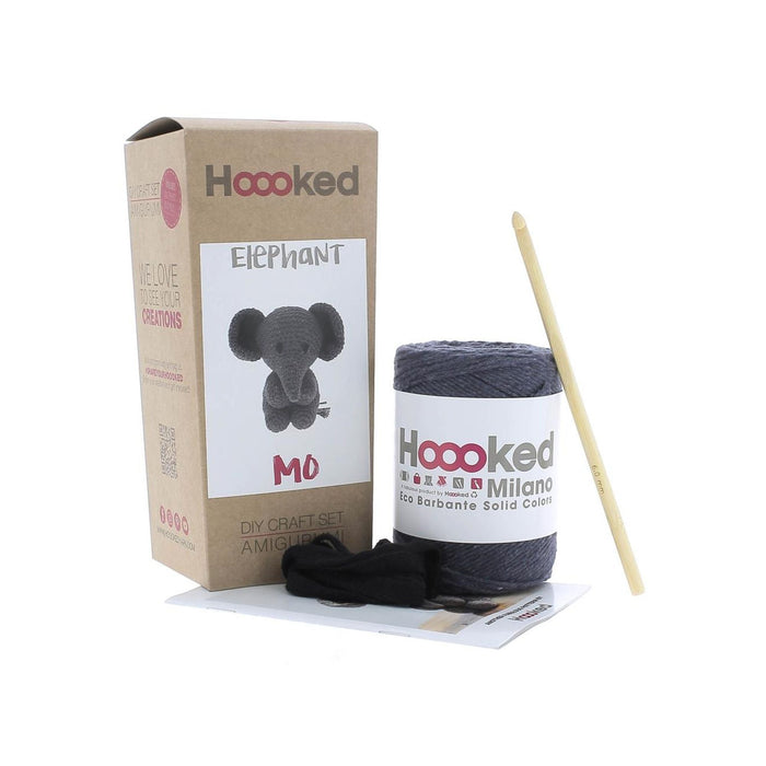 Elephant Craft Kit | Elephant Crochet Kit | Elephant Mo Lava Amigurumi DIY Kit w/ Eco Barbante Yarn - Intermediate Skill Level (nmpak10360)