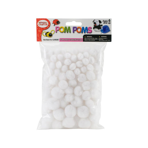 White Puff Balls | White Craft Pom Poms | White Pom-Pom Puffs - Assorted Sizes - 100 Pieces/Pkg. (nmpm1001)