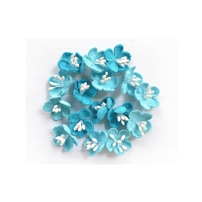 Blue Paper Flowers | Blue Flower Heads | Blue Handmade Paper Flowers - Song of the Sea - 16 Pieces/Pkg. (nmpolina83033)