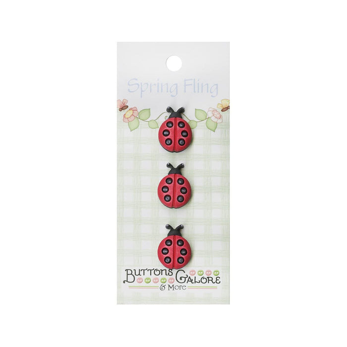 Ladybug Embellishments, Ladybug Buttons - 3 Pieces/Pkg. (nmsf131)