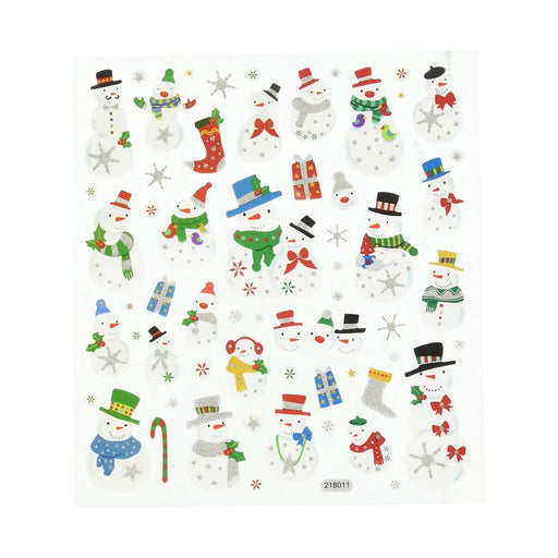 Snowman Stickers | Snowmen Seals | Glitter Snowmen Stickers - 1 Sheet - Assorted Designs/Colors/Sizes (nmsk129mc1271)