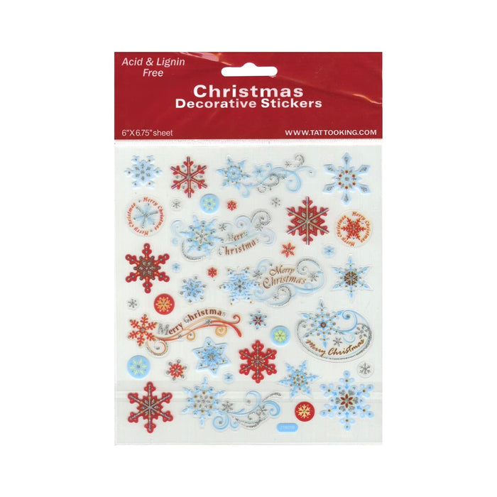 Snowflake Stickers | Snowflake Seals | Red and Blue Snowflakes Stickers - 1 Sheet - Assorted Designs and Sizes (nm129mc1502)