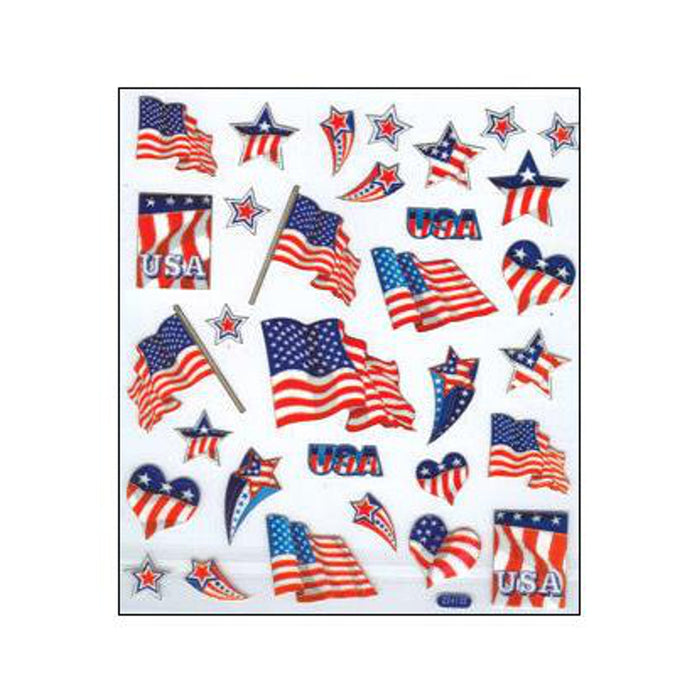 USA Stickers | Patriotic Stickers | Stars and Stripes Stickers - Assorted Images and Sizes - 32 Pieces (nmsk129mc4144)
