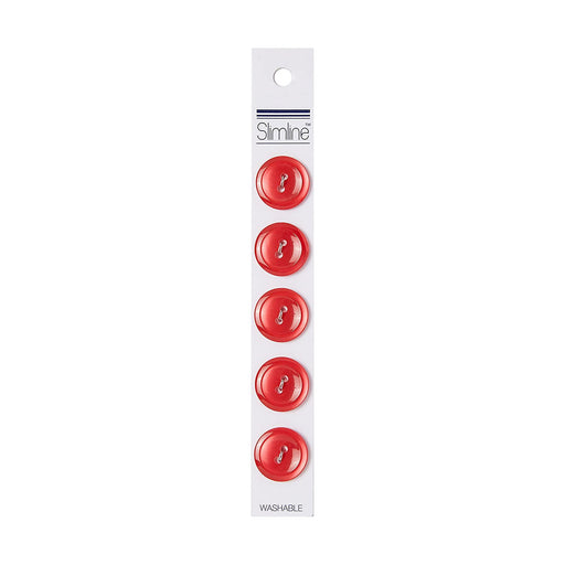 Round Red Buttons, Red Fastener,  Red Buttons - 2 Hole - 3/4in. - 5 Pieces/Pkg. (nmsl143)