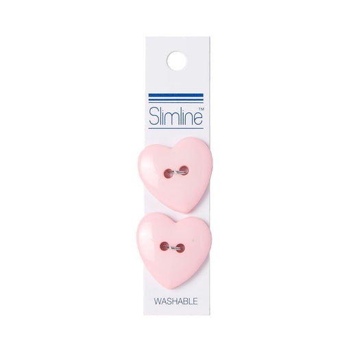 Pink Heart Buttons - 2-Hole - 1in. - 2 Pieces (nmSLF1.25-113)