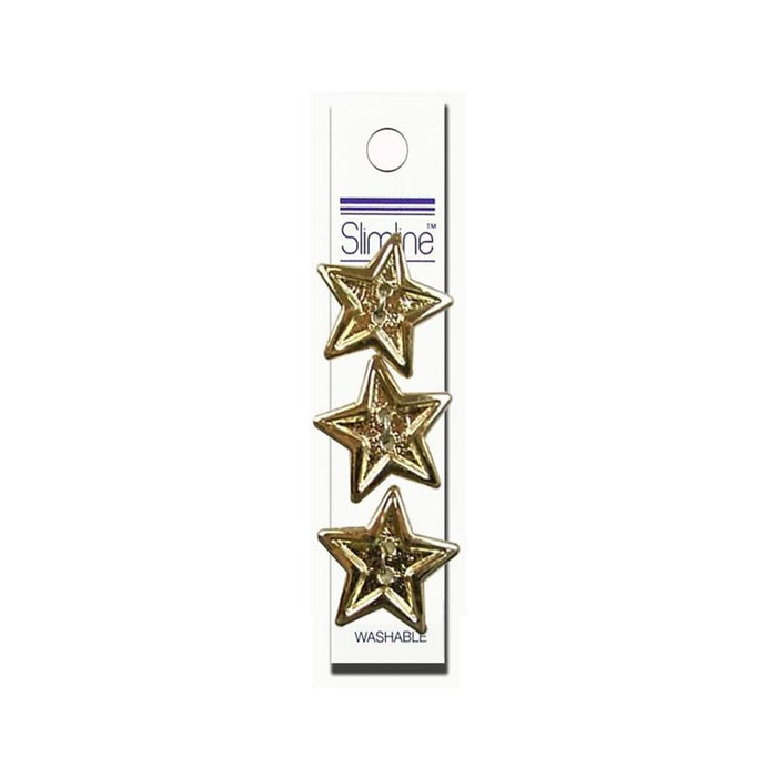 Star Embellishments, Gold Star Buttons - 2 Hole - 7/8in. - 3 Pieces/Pkg. (nmsl150265)