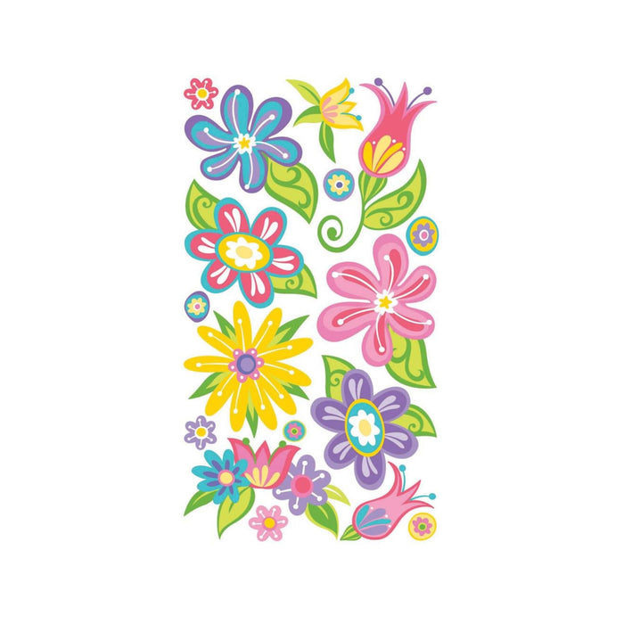 Fun Flower Stickers | Adhesive Flowers | Fanciful Flowers Stickers - 17 Assorted Pieces/Pkg. (nmspvc26)