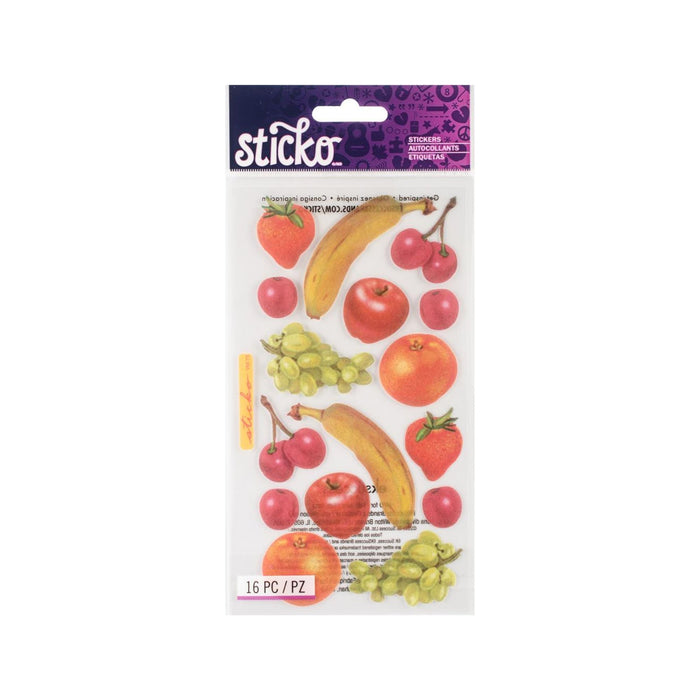 Fruit Stickers | Adhesive Fruit | Banana Stickers | Cherry Stickers | Grape Stickers | Fruity Stickers - 16 Assorted Pieces/Pkg. (nmspvm73)