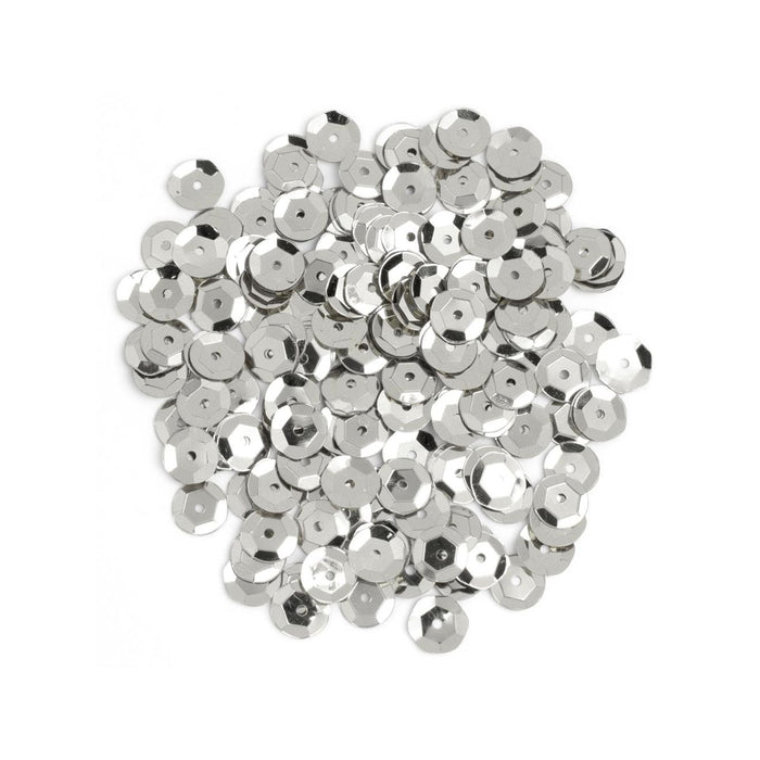 8mm Silver Sequins | Silver Cupped Sequins - 8mm - Round - 200 Pieces/Pkg. (nmsqu40000876)