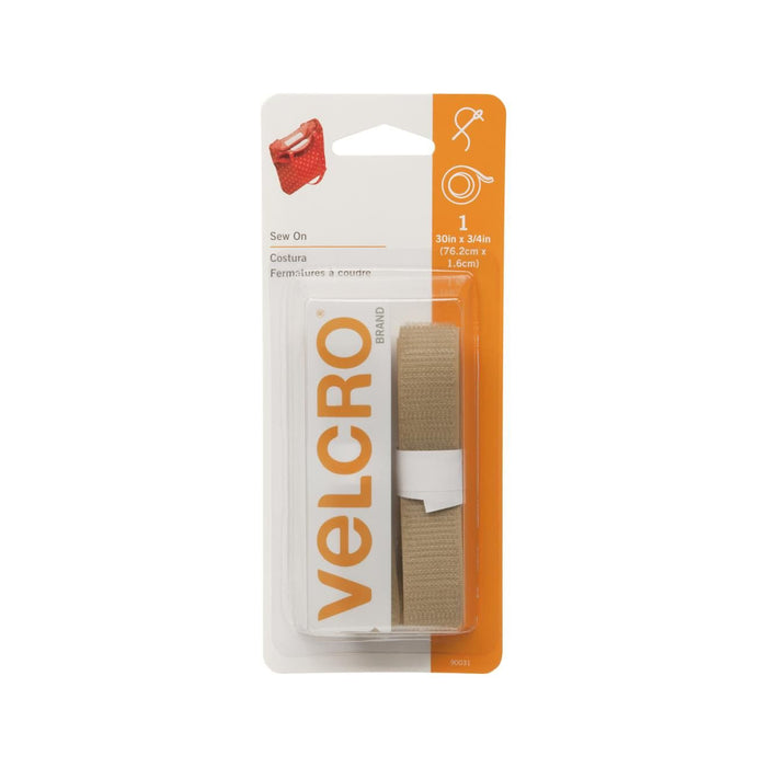 Beige Velcro | Sew On Velcro Tape | VELCRO(r) Sew-On Tape - Beige - .75in. X 30in. - 1 Roll (nmVEL90031)