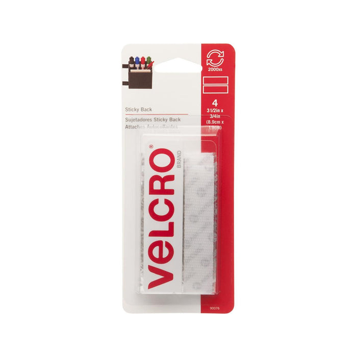 Velcro Strips | Adhesive Velcro | VELCRO(r) Sticky Back Tape - .75in. X 3.5in. - 4 Stripes/Pkg (nmvel90076)