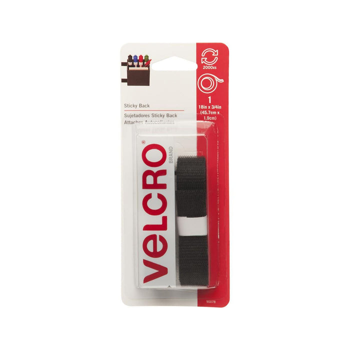 Velcro Tape | Black Velcro | Velcro(r) Sticky Back Tape - Black - .75in. X 18in. (nmvel90078)