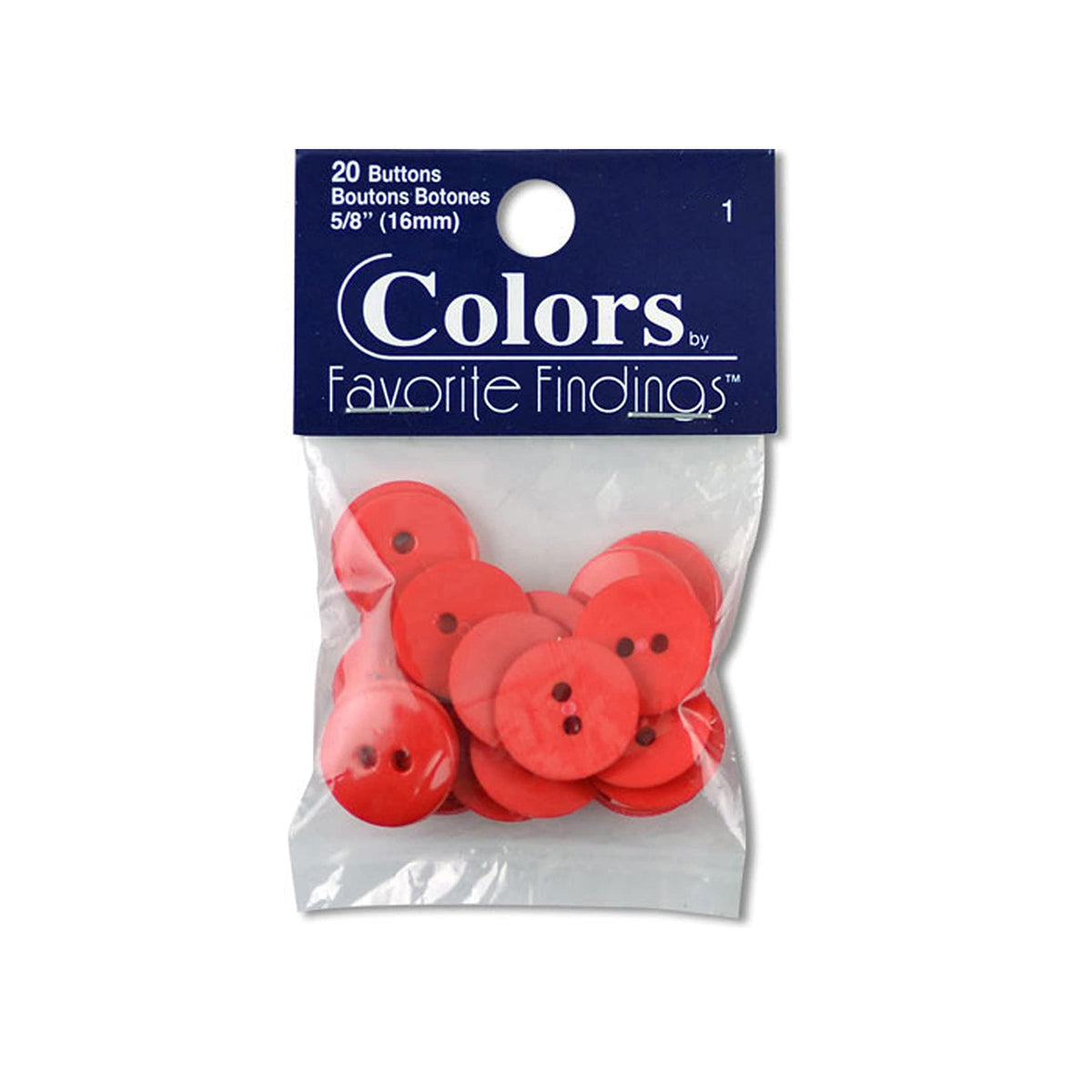 Round Red Buttons, Red Embellishment, Red Buttons - 4-Hole - 3/4in