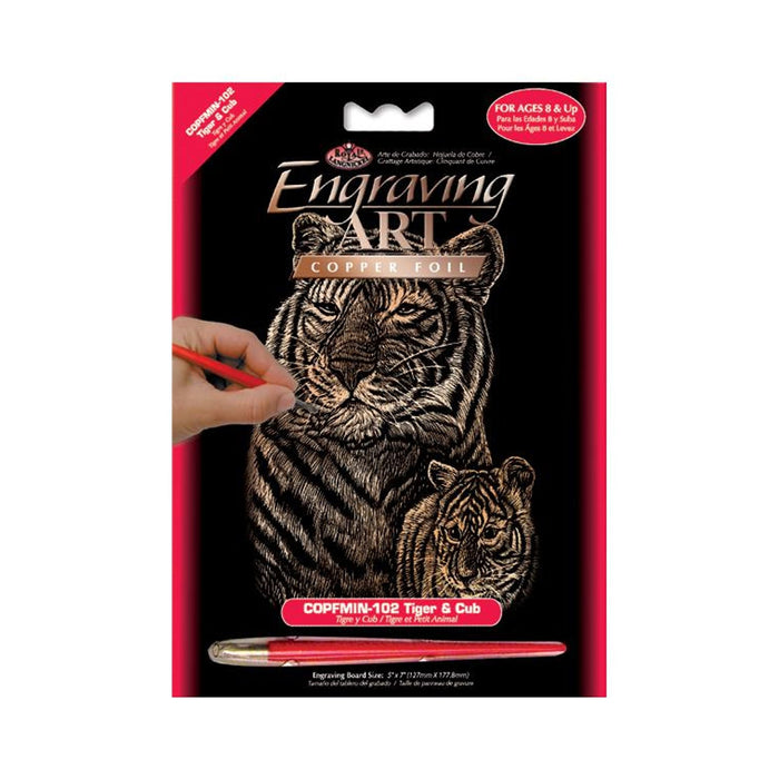 Tiger Craft Kit | Tiger Art Kit | Mini Engraving Art Kit - Copper Foil - Tiger & Cub - 5in. X 7in. - 1 Kit (norcopmin1023t)