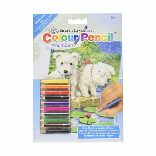 Mini Color Pencil by Numbers Kit - Westies - 5in. x 7in. (norcpnmin1083t)