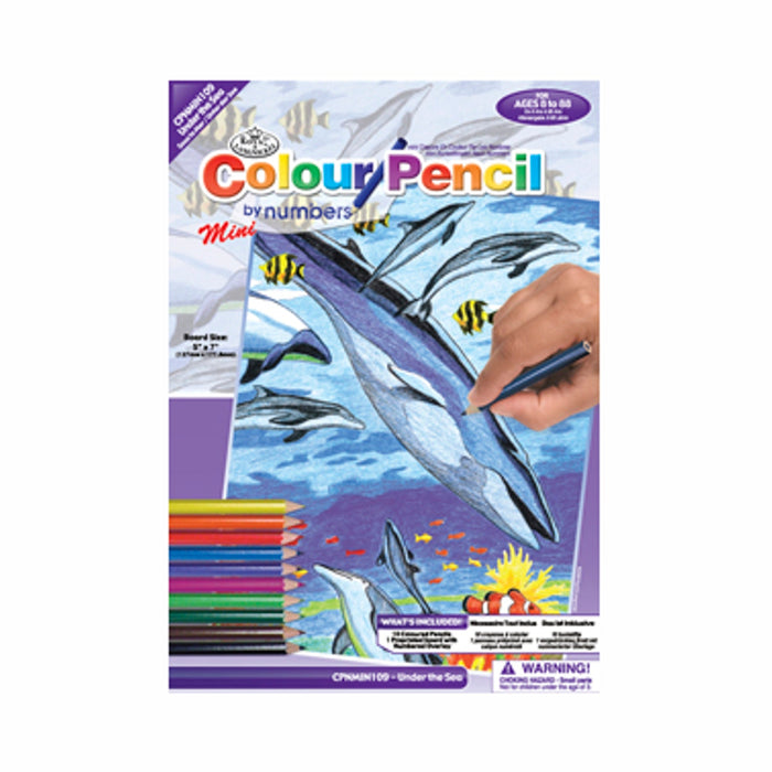 Mini Color Pencil by Number Kit - Under the Sea - 5in. x 7in. (norcpnmin109)