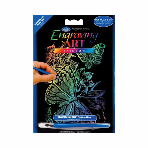 Mini Engraving Art Kit - Rainbow Foil - Butterflies - 5in. x 7in. (norrainmin1023t)