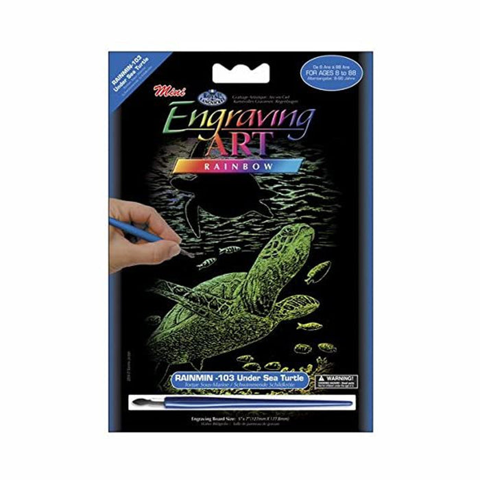 Mini Engraving Art Kit - Rainbow Foil - Under Sea Turtle - 5in. x 7in. (norrainmin103)
