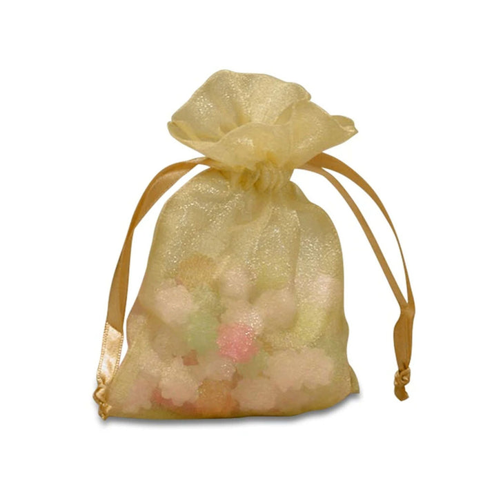 Gold Favor Bags | 3 x 4 Gold Bags | Gold Crystallized Sheer Organza Bags - 30 Pieces/Pkg. (pm09004359)