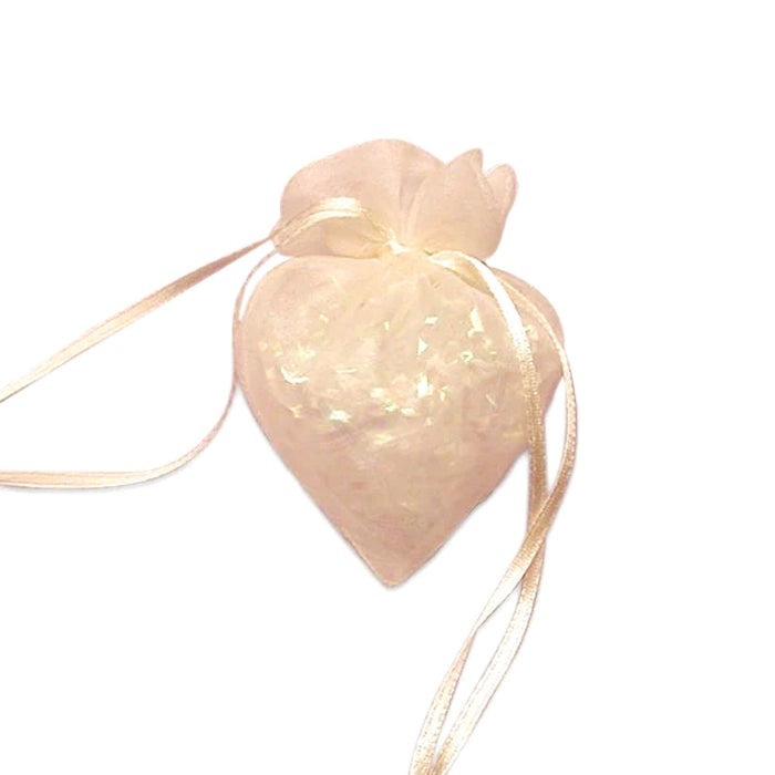 Ivory Heart Favor Bags | Ivory Heart Pouches | Ivory Heart Shaped Organza Bags - 3.5in. x 3.5in. - 30 Pieces/Pkg. (pm0900902)