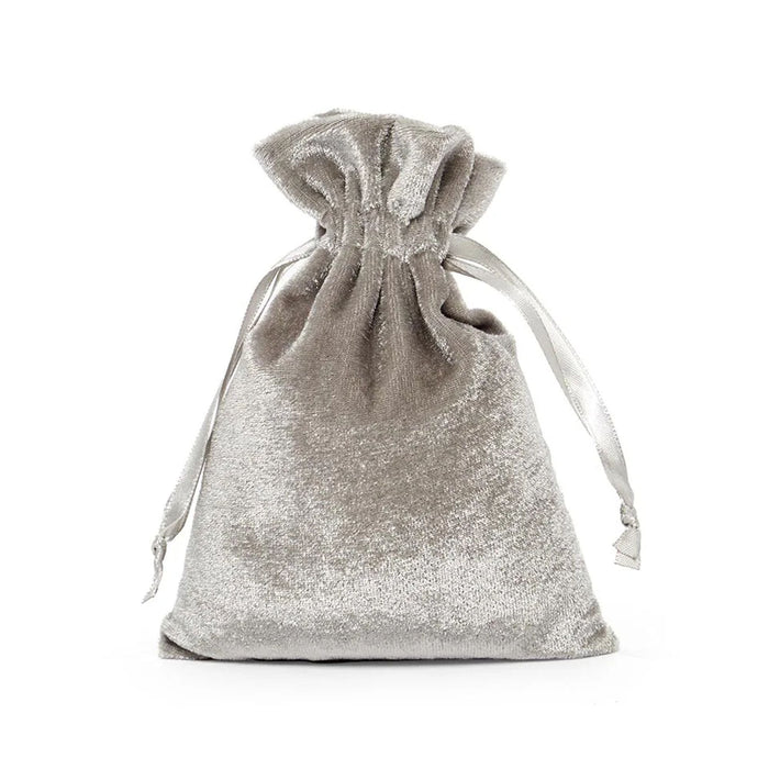 Silver Velvet Bags | Silver Velvet Pouches | Silver Velvet Fabric Bag - 3in. x 4in. - 20 Pieces/Pkg. (pm09230299)