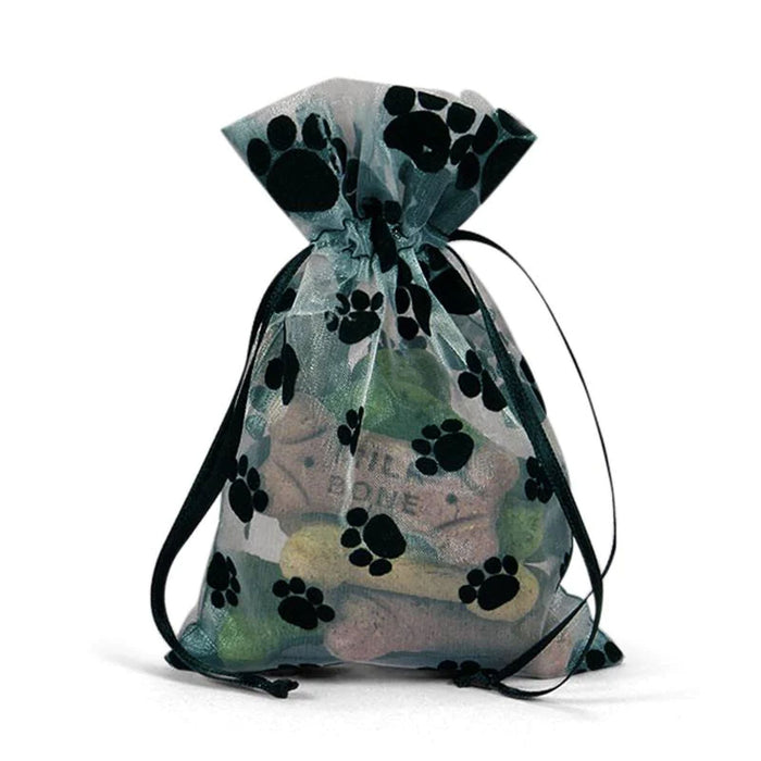 Dog Paw Bags | Animal Print Bags | Paw Print Organza Bags - 4in. x 6in. - 12 Pieces/Pkg. (pm093078179)