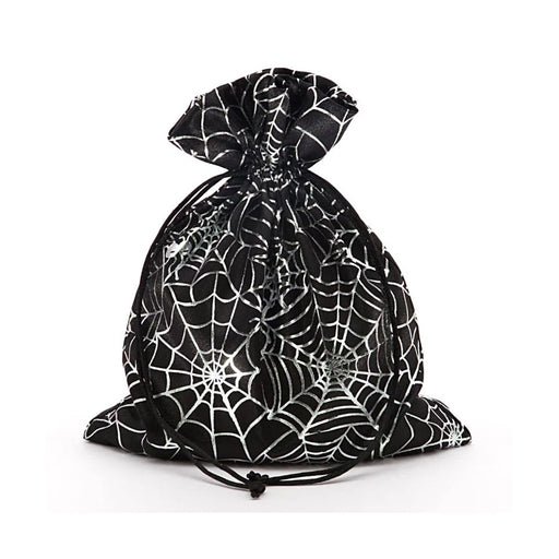 Halloween Party Bags | Spider Web Bags | Black and Silver Spider Web Satin Bags - 4in. x 6in. - 12 Pieces/Pkg. (pm09330420)