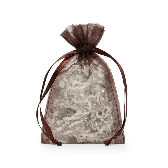 Brown Favor Bags | Sheer Brown Bags | Brown Flat Organza Bags - 3in. x 4in. - 30 Pieces/Pkg. (pm09870146)