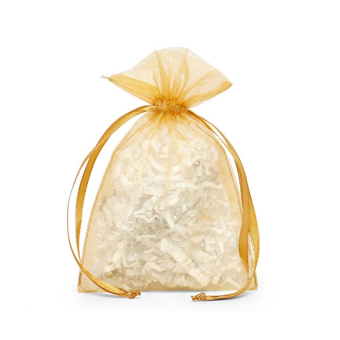 Gold Favor Bags | Sheer Gold Bags | Gold Flat Organza Bags - 2in. X 3in. - 30 Pieces/Pkg. (pm09870055)