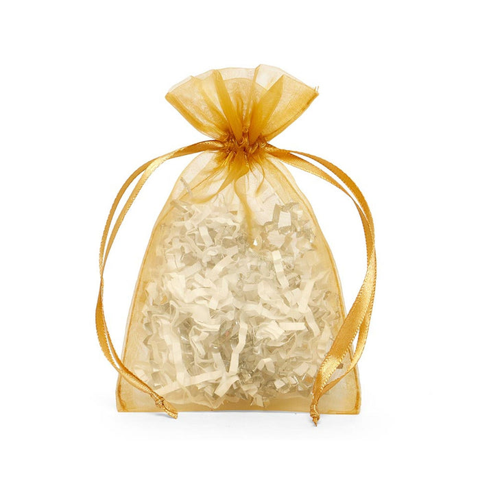 Old Gold Favor Bags | Sheer Gold Bags | Old Gold Flat Organza Bags - 2in. x 3in. - 30 Pieces/Pkg. (pm09870059)