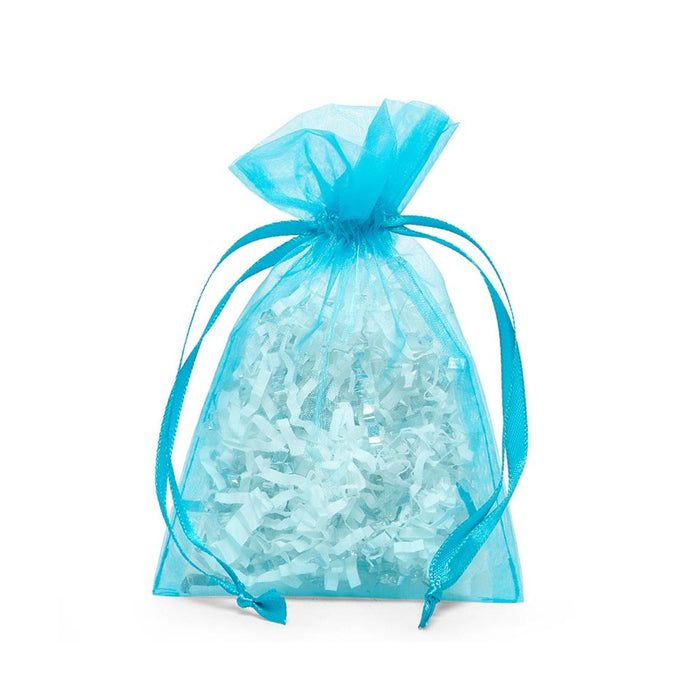 Turquoise Favor Bags | Sheer Blue Bags | Turquoise Flat Organza Bags - 3in. x 4in. - 30 Pieces/Pkg. (pm09870175)