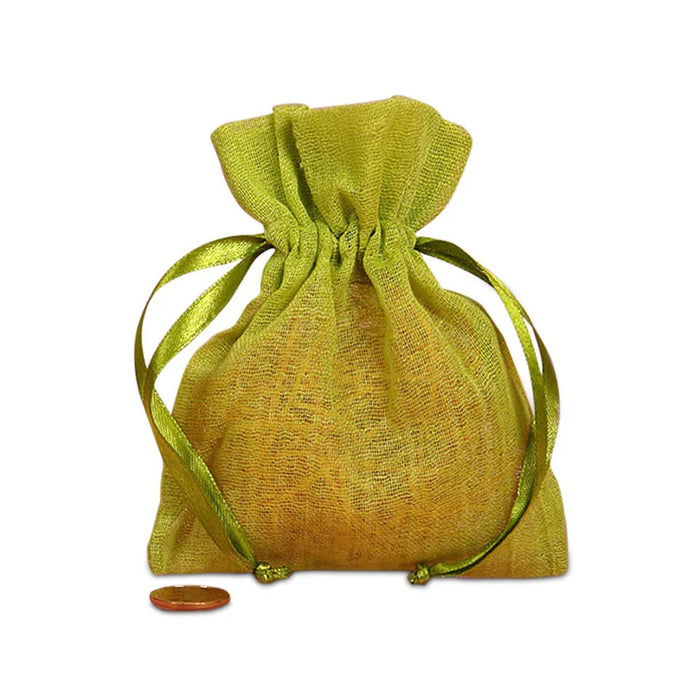 Green Woven Favor Bag | Green Muslin Bag - Moss Green - 4in. x 5in. - 12 Pieces/Pkg. (pm09926269)