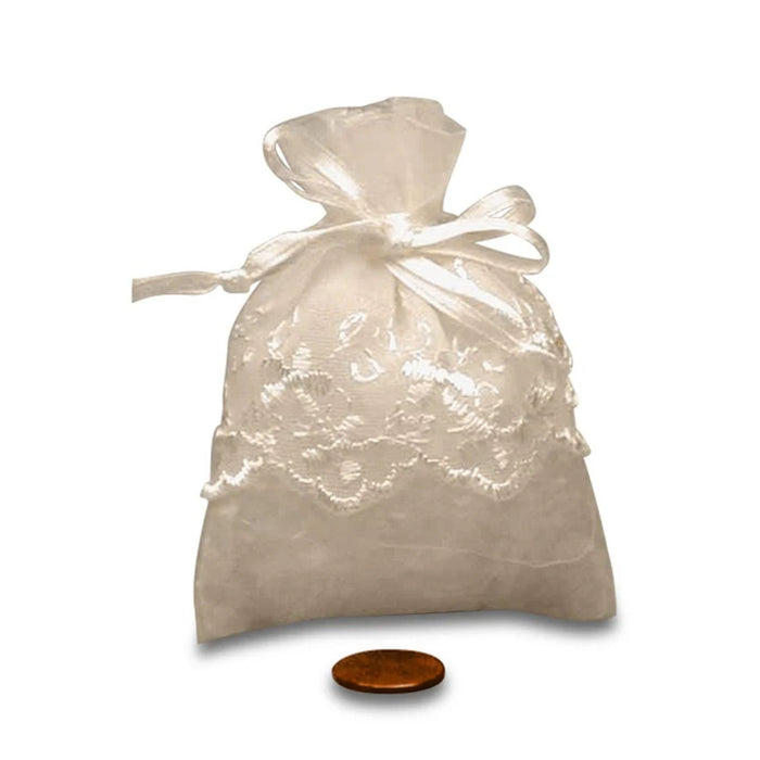 White Lace Favor Bag | Embroidered Pouches | White Embroidered Skirt Bag - 3in. x 4in. - 12 Pieces/Pkg. (pm0995101)